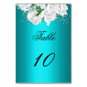 White Roses en Elegant Aqua Wedding Kaart (Achterkant)