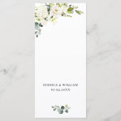 White Roses Eucalyptus Greenery Wedding Dinner Menu (Achterkant)