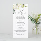 White Roses Eucalyptus Greenery Wedding Dinner Menu (Staand voorkant)