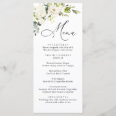 White Roses Eucalyptus Greenery Wedding Dinner Menu (Voorkant)