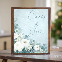 White Roses Eucalyptus Wedding Card Gift Sign Foto Afdruk