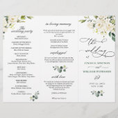 White Roses Eucalyptus Wedding Ceremony Programme (Voorkant)