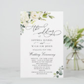 White Roses Eucalyptus Wedding Ceremony Programme (Staand voorkant)