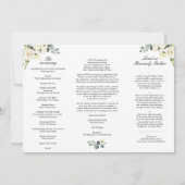 White Roses Eucalyptus Wedding Ceremony Programme Kaart (Achterkant)