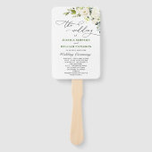 White Roses Eucalyptus Wedding Programme Handje Fa Handwaaier (Voorkant)