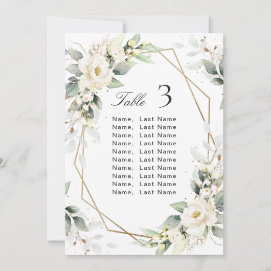 White Roses Eucalyptus Wedding Zitting Grafiek Kaa Kaart (Voorkant)