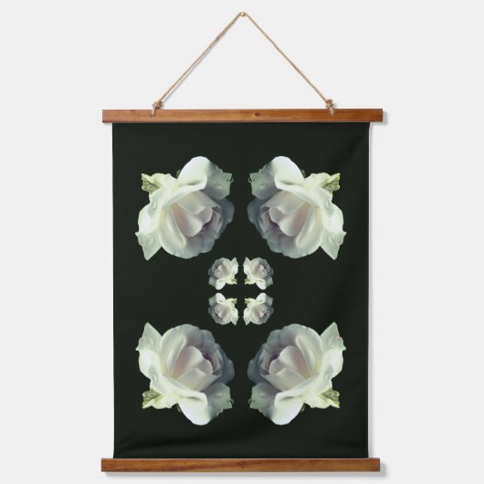 White Roses Floral Abstract Hangend Wandkleed (Voorkant)
