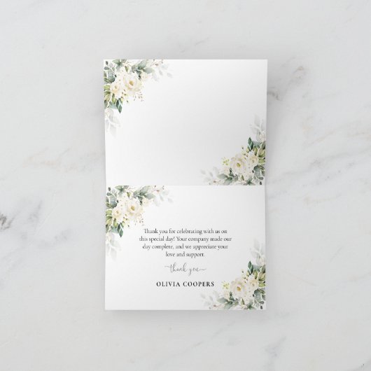 White Roses Floral Baby shower Bedankt Card (Binnen)