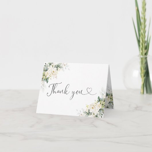 White Roses Floral Baby shower Bedankt Card (Voorkant)