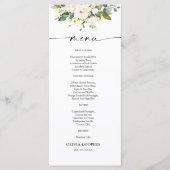 White Roses Floral Baby shower Menu (Voorkant)