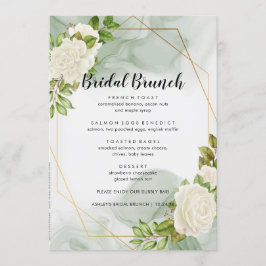 White Roses Floral Bridal Brunch Menu