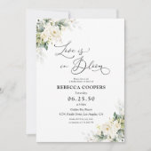 White Roses Floral Bridal Shower Invitation Kaart (Voorkant)