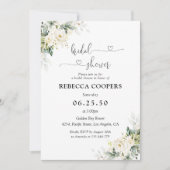 White Roses Floral Bridal Shower Invitation Kaart (Voorkant)