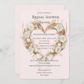 White Roses Floral Heart Bow Vrijgezellenfeest Kaart (Voorkant / Achterkant)