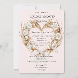 White Roses Floral Heart Bow Vrijgezellenfeest Kaart