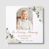 White Roses Floral Memorial Funeral Afbeelding Fot Gastenboek (Voorkant)