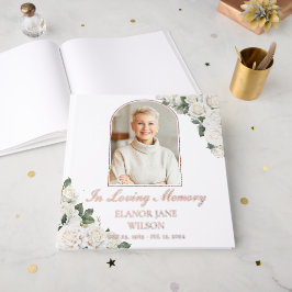 White Roses Floral Memorial Funeral Afbeelding Fot Gastenboek