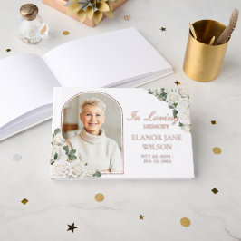 White Roses Floral Memorial Funeral Afbeelding Fot Gastenboek
