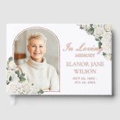 White Roses Floral Memorial Funeral Afbeelding Fot Gastenboek (Voorkant)