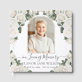 White Roses Floral Memorial Funeral Foto Afbeeldin Gastenboek