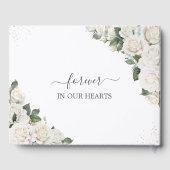 White Roses Floral Memorial Funeral Foto Afbeeldin Gastenboek (Achterkant)