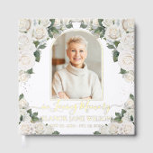 White Roses Floral Memorial Funeral Foto Afbeeldin Gastenboek (Voorkant)