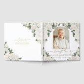 White Roses Floral Memorial Funeral Foto Afbeeldin Gastenboek (Volledig)