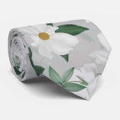 White Roses Floral Painting Stropdas (Opgerold)