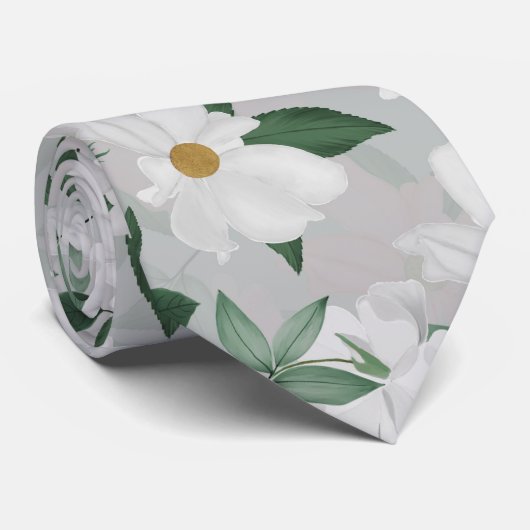 White Roses Floral Painting Stropdas (Opgerold)