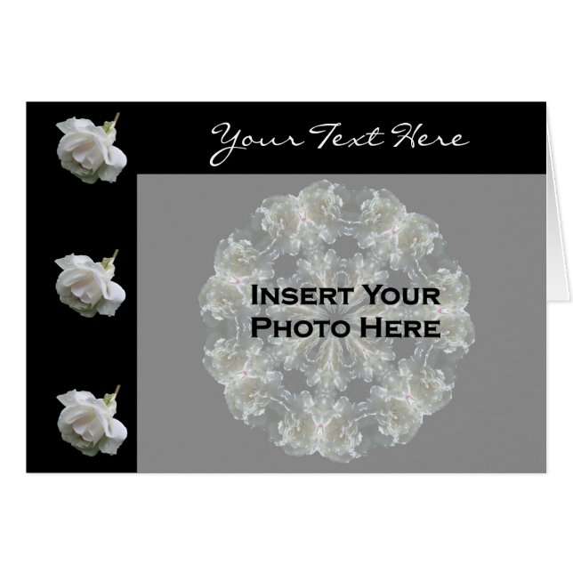 White Roses Floral Photo Card (Voorkant Horizontaal)
