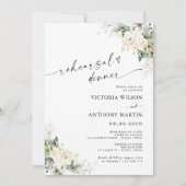 White Roses Floral Rehearings Dinner Invitation Kaart (Voorkant)