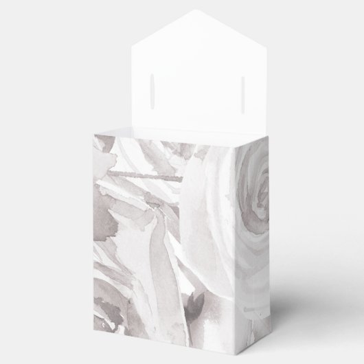 White Roses Floral Roos Modern Elegant Wedding Bedankdoosjes (Geopend)