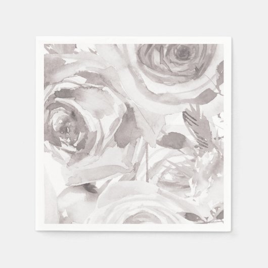 White Roses Floral Roos Modern Elegant Wedding Servet (Voorkant)