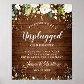 White Roses Floral Unplugged Wedding Ceremony Poster (Voorkant)