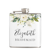 White Roses Floral Vrijgezellenfeest Flask Heupfles (Voorkant)