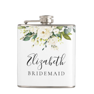White Roses Floral Vrijgezellenfeest Flask Heupfles