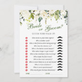 White Roses Floral Vrijgezellenfeest Game Kaart (Voorkant)