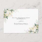 White Roses Floral Wedding Details Kaart (Achterkant)