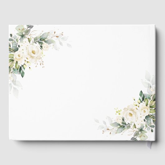 White Roses Floral Wedding Gastboek Gastenboek (Achterkant)