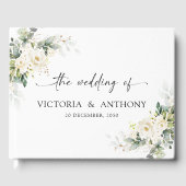 White Roses Floral Wedding Gastboek Gastenboek (Voorkant)