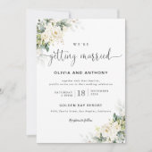 White Roses Floral Wedding Invitation Kaart (Voorkant)