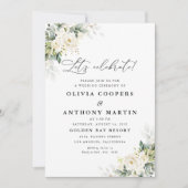 White Roses Floral Wedding Invitation Kaart (Voorkant)