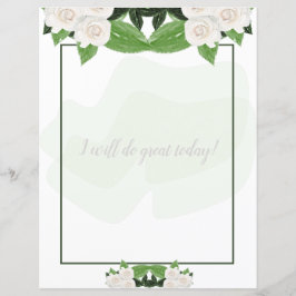 White Roses Floral Writing Paper