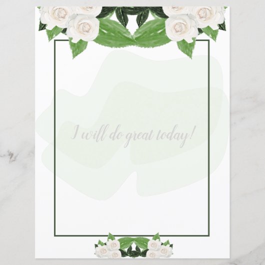 White Roses Floral Writing Paper (Voorkant)