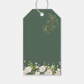 White Roses Foliage Cross Baptisme Cadeaulabel (Achterkant)