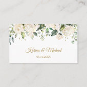 White Roses Foliage Wedding Folded Place Card Plaatskaartje (Achterkant)