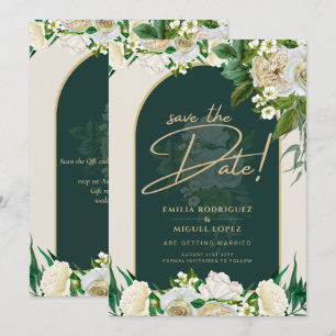 White Roses Forest Green Winter Weduwdatums Kaart