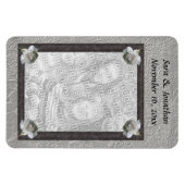 White Roses Frame Wedding Photo Personalized Magneet (Horizontaal)