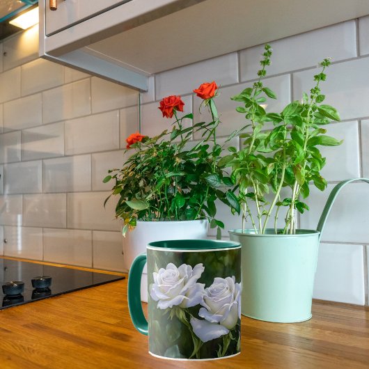 White Roses Garden Art Mok Cup
