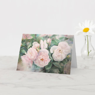 White Roses Garden Waterverf Paincard Kaart